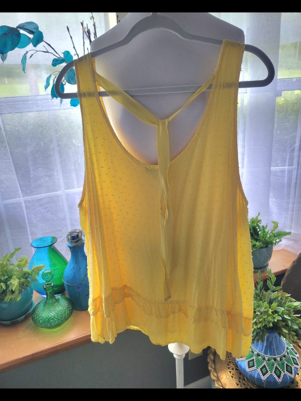 Democracy Yellow Sleeveless Tie-Back Camisole Top